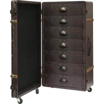 Baule da viaggio vintage con 7 cassetti, 40x78x25 cm, marrone