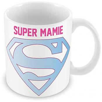 Mug Bleu Super Mamie avec Logo de Super Héros
