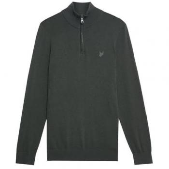 Dark Grey Tonal Eagle Merino Half-zip Sweater – Medium