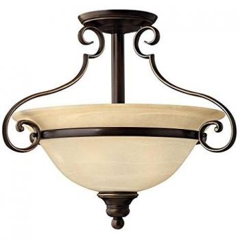 Cello 2 Light Semi Flush Mounted LED Ceiling Light in Antique Bronze Finish