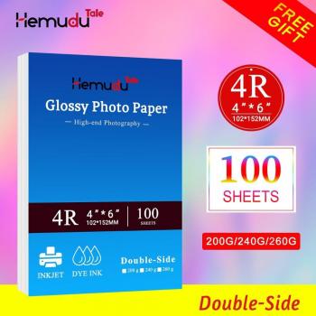 Fotostudio Papier 100 Blatt – Glänzend, 4R, 6″, Doppel-Seiten, Wasserresistent, Inkjet‑Fertig