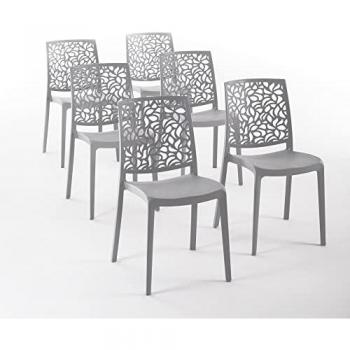 Anna Stack‑Chair – 6 unités, Résine renforcée, Gris foncé