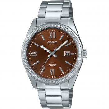 Casio Heren Quartz Horloge Ionen Geplateerd RVS Bruin MTP-1302DD-5AV