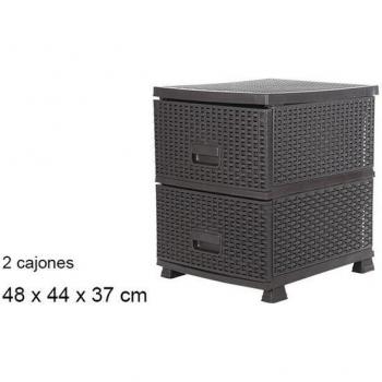 Cajonera de Plástico con 2 Cajones Ratán