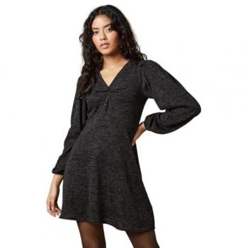 Charcoal Women's Petite Soft Touch Ruched Mini Dress
