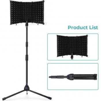 Compact Mic Isolation Shield with Stand for Broadcast