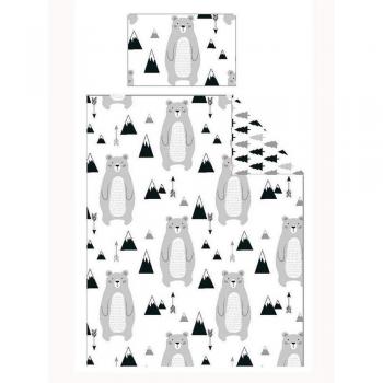 Scandi Bear Forest Bedding & Beyond Junior con Angoli – Colore N&B