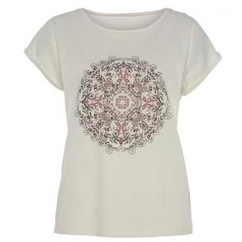 Vivance Damen Kurzarmshirt mit modischem Frontdruck aus weicher Baumwoll-Qualität in Creme