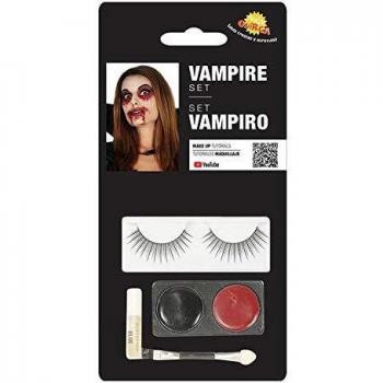 Kit de Belleza Negro y Rojo con Pestañas y Pegamento