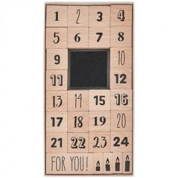 FSC-zertifiziertes Stempelset Adventskalenderzahlen 29 Stk