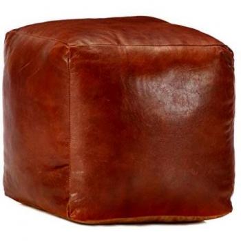 Sitzhocker Hellbraun 40 x 40 x 40 cm Echtes Ziegenleder