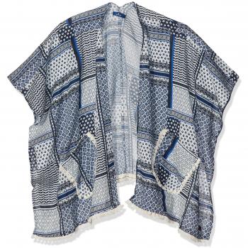 TOM TAILOR Kinder Mädchen Poncho Schal, Print Mix, Blau
