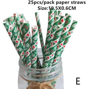 25pcs Festive Paper Straws Snowflake