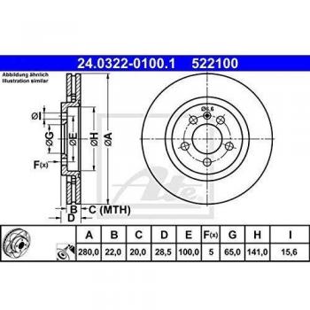 Disque de frein ATE 1H0615301A, 1H0615301, 1H0615301A