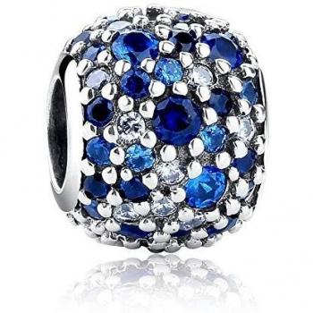 Abalorio brillante de plata 925 con circonia cúbica para pulseras europeas