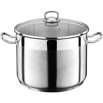 Pentola Jumbo 20 Litri con Coperchio in Vetro, Acciaio Inossidabile, 30 cm