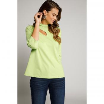 Plus Size Green Tee with Teardrop Cutout for Women, Size 16/18, Cotton