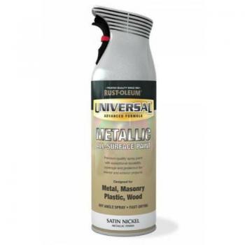 Rust-Oleum All Surface Spray Paint, Satin Nickel, 400ml, Universal Metallic