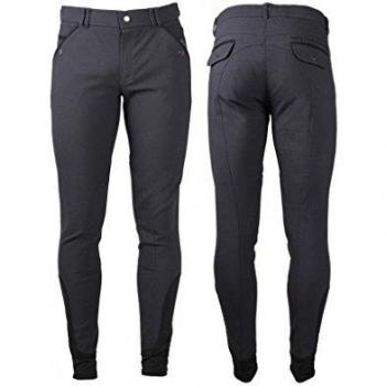 QHP Herren Turnierreithose Jack Kniebesatz (Grau, 46)