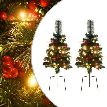 Arbre de Noël artificiel 76 cm pré-éclairé pour allée 2 pcs PVC
