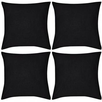 Schwarze Baumwollkissenabdeckungen (80x80 cm) – 4 Stück in einer Packung