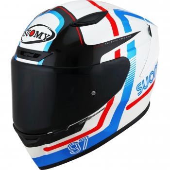 Casque intégral Suomy Track-1 Ninety Seven 2023 Blanc Rouge Bleu S