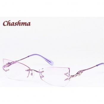 Female Cat Eye Titanium Sunglasses with Crystal Accents