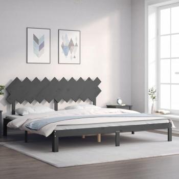 VidaXL Cadre de lit sans matelas gris 200x200 cm bois massif de pin3193748