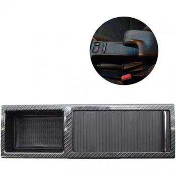 Boîtier de rangement console centrale avant BMW E46 série 3 (1999-2005) en bois/noir, référence 51167038323