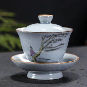 Ru Brennofen Gaiwan Porzellan Kung-Fu Teeschale retro Handwerk