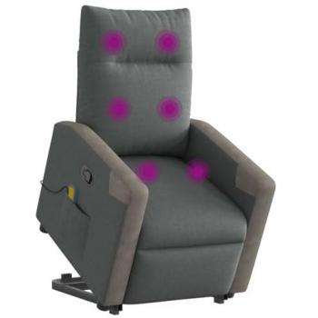 Recliner Alzapersona con Funzione Massaggi – Tessuto Grigio Scuro