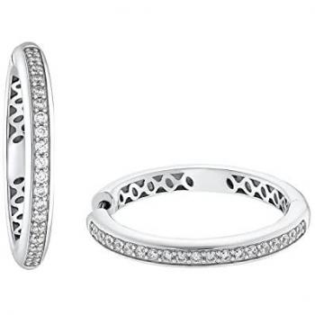 JOOP! Paar Creolen für Damen, 925 Sterling Silber, Zirkonia synth