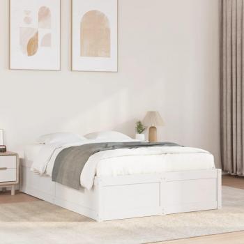 VidaXL Solid Wood Double Bed Frame White 135x190 cm