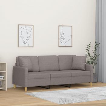 Taupe Relaxation Unit – 180 cm Sofa with Decorative Cushions