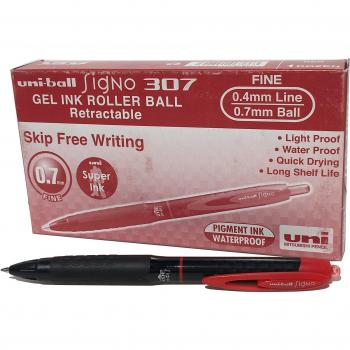 Bolígrafo Gel Retráctil Uni-Ball Signo UMN-307 Rojo 0.7mm