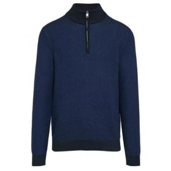 S.Oliver Red Label: Regular Fit Troyer mit dualfarbigem Muster, reine Baumwolle, Royal, XXL