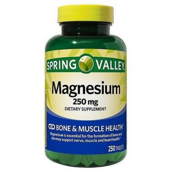Tabletas de Magnesio, Spring Valley, 250 mg, 250 piezas
