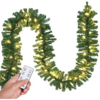 Ghirlanda di Natale a led per interni ed esterni IP44 Decorazione natalizia Ghirlanda di abete 2x 5m 100LEDs con telecomando