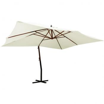 Ombrellone a Sbalzo da Giardino Palo in Legno 400x300 cm Sabbia