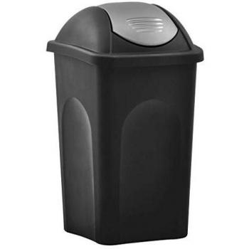 Hochwertiger Schwingdeckel-Müller 60l in Schwarz und Silber
