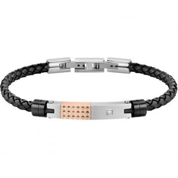 Bracciale Uomo Morellato Moody in Cuoio e Acciaio PVD Oro Rosa