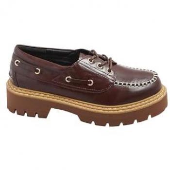 Yours Curve Chaussures Bateau à Lacets Marron Taille 42 EU