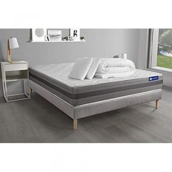 Pack Sommeil Ultime Actimemo 200 × 200 cm – Mémoire de forme, Sommier kit gris