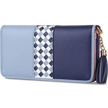 Damen Portmonee Leder, Jocose Moose Mehrfarbig Geldbörse mit 12 Kartenfächer und Kleingeldfach, Geldbeutel Große Kapazität mit Handgelenk und Handyfach