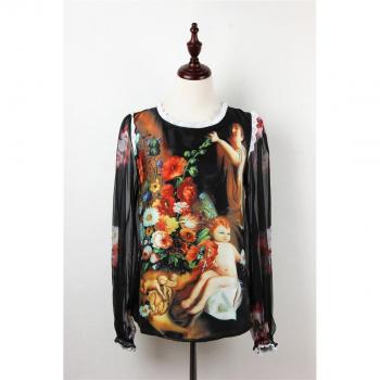 Blusa de chifón estampada para mujer