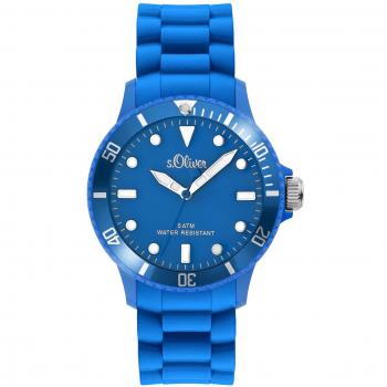 Mittelgroße Silikonuhr s.Oliver Unisex Blau SO-2301-PQ