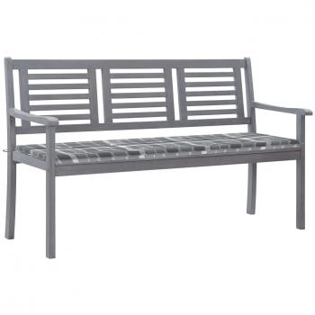 3-Sitzer Gartenbank Grau Eukalyptusholz mit Auflage 150 cm