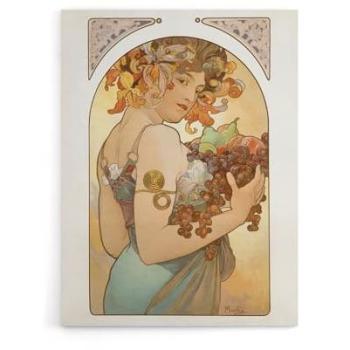 Elegant Femme with Berries – Art Nouveau Canvas, 18 x 24