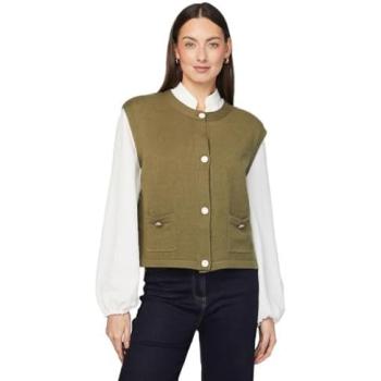 Women's Medium Khaki Wallis Button-Through Knit Top