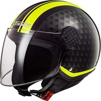 Casco Moto Jet LS2 OF558 SPHERE LUX Crush Nero Giallo Fluo M